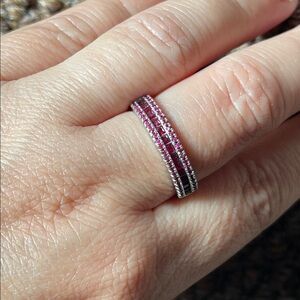 NWT Natural Ruby Half Eternity Ring in 925 Sterling Silver Size 8